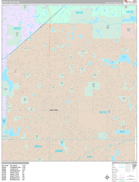 Apple Valley, MN Wall Map